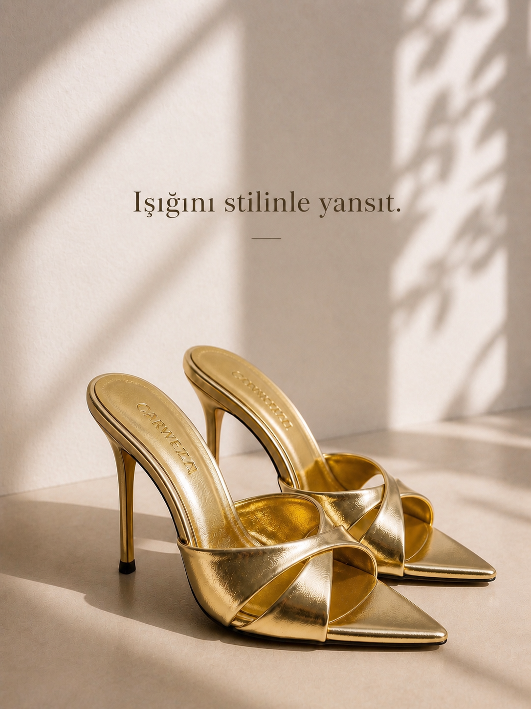 Nari Gold Kadın Topuklu Terlik